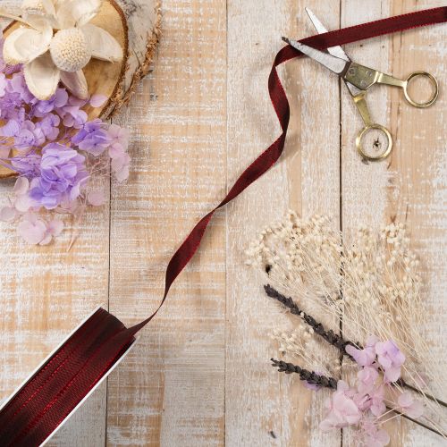 Taft Ribbon 10mm x 50m Bordeaux Red for Decoration and Gift Wrapping | Floristik24.co.uk