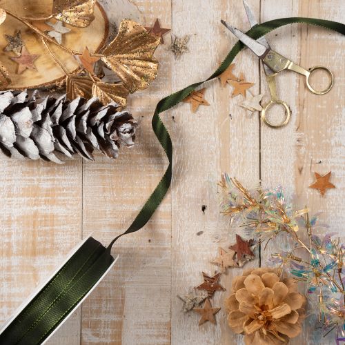 Dark Green Narrow Taffeta Ribbon 10mm x 50m - Decorative Gift Wrap and Crafting | Floristik24.co.uk
