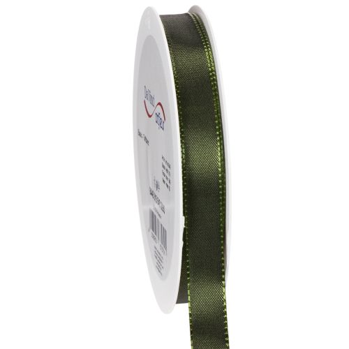 Green Moss Satin Ribbon with Woven Edge 15mm x 50m - 100% Polyester for Crafting, Decorating & Gift Wrapping buy online | Floristik24.co.uk