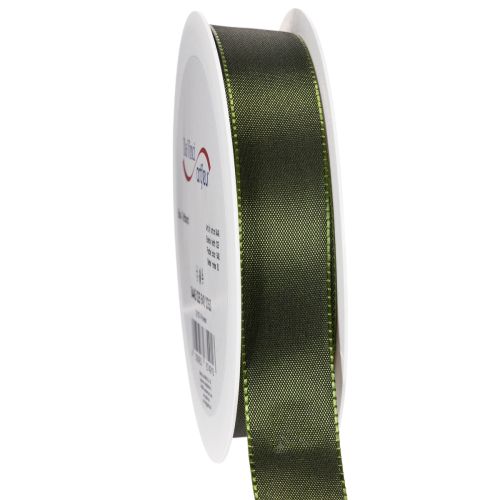 Shiny Green Taffeta Ribbon 25mm x 50m for Gift and Home Decoration buy online | Floristik24.co.uk