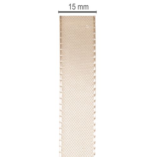 Satin Ribbon Taft Beige 15mm x 50m for Indoor Decorations | Floristik24.co.uk