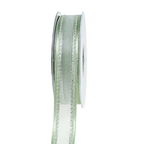 Floristik24 Gift ribbon for decoration light green with Lurex 25mm 20m