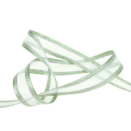 Product Gift ribbon for decoration light green with Lurex 25mm 20m