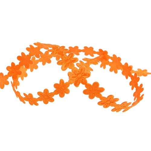 Product Decorative ribbon with flower 1cm orange 20m