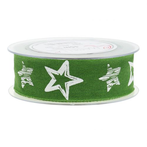 Floristik24 Decoration ribbon jute with star motif green 40mm 15m
