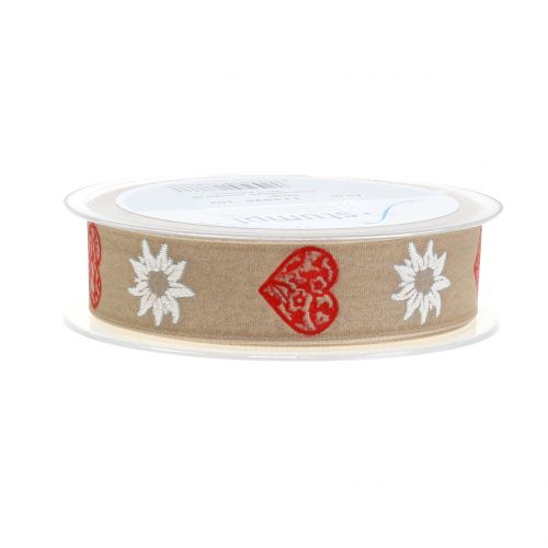 Floristik24 Decorative ribbon with edelweiss nature 25mm 20m