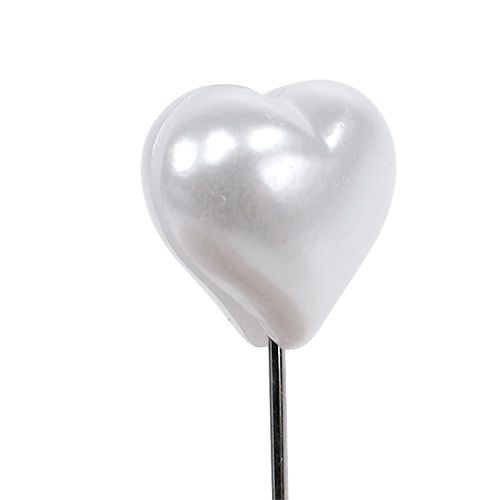 Product Decorative Heart Needle White 1,5cm 36pcs