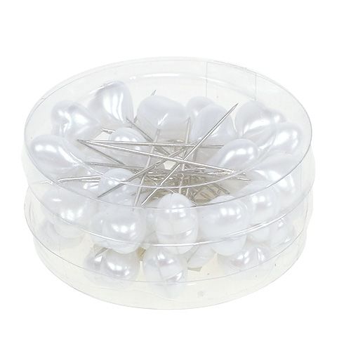 Floristik24 Decorative Heart Needle White 1,5cm 36pcs