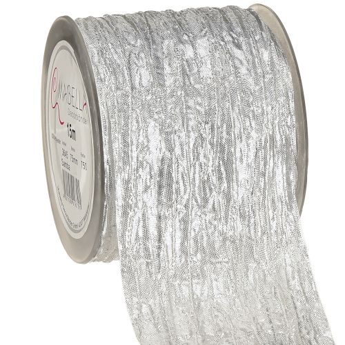 Decorative ribbon gift ribbon table ribbon silver light 75mm 15m