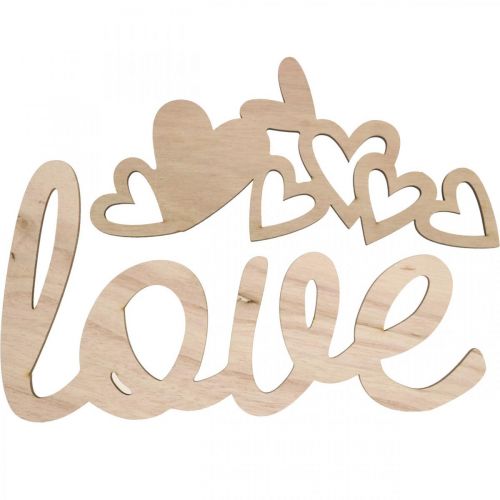 Product Hearts &quot;Love&quot; wooden decoration natural with magnet decoration sign 20.5/25cm 6 pieces