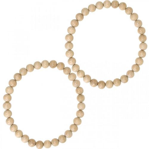 Product Decorative ring wooden beads nature hanging decoration table decoration Ø19.5cm 2pcs