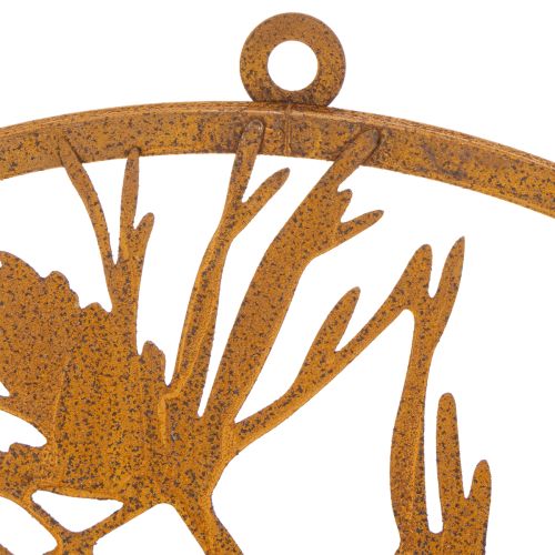 Decorative metal ring, weathered steel wall decoration, pine branch Ø38cm | Floristik24.co.uk