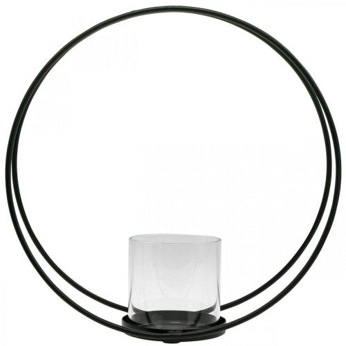 Floristik24 Decorative ring lantern metal candle holder black Ø28.5cm