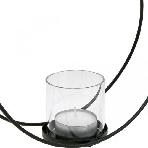 Floristik24 Decorative ring lantern metal candle holder black Ø28.5cm