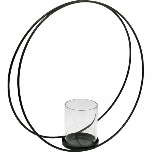 Floristik24 Decorative ring lantern metal candle holder black Ø35cm