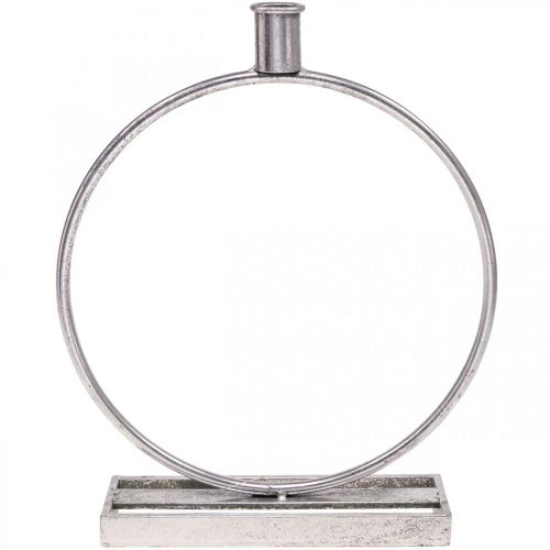 Floristik24 Decorative ring metal candle holder antique silver Ø25cm H30.5cm