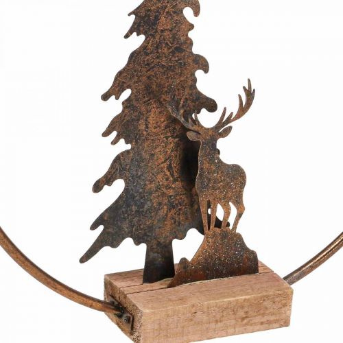 Floristik24 Decorating Christmas fir deer metal wood base Ø38cm