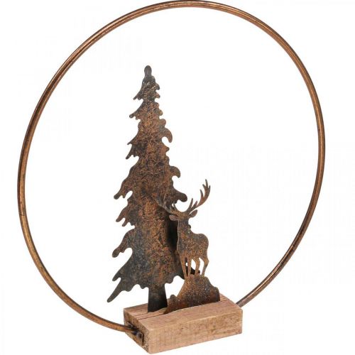 Floristik24 Decorating Christmas fir deer metal wood base Ø38cm