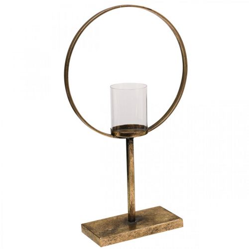 Floristik24 Decorating Lantern Metal Candle Holder Golden Glass Ø28cm