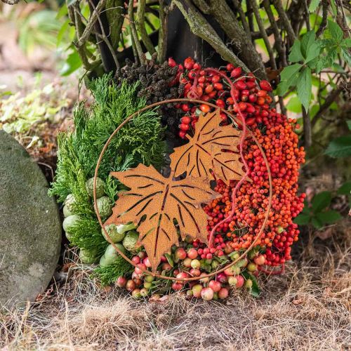 Floristik24 Decor ring leaf patina metal ring rust decoration wall decoration Ø30cm