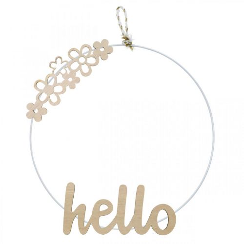 Product Wooden decoration flowers "Hello" nature deco sign with magnet 18/19.5cm 6pcs