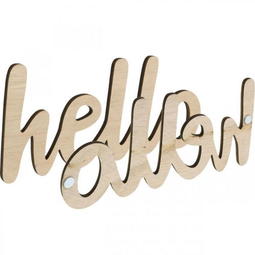 Product Wooden decoration flowers "Hello" nature deco sign with magnet 18/19.5cm 6pcs