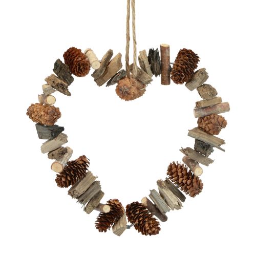 Floristik24 Decorative ring heart hanging decoration wooden decorative cones natural decoration Ø20cm