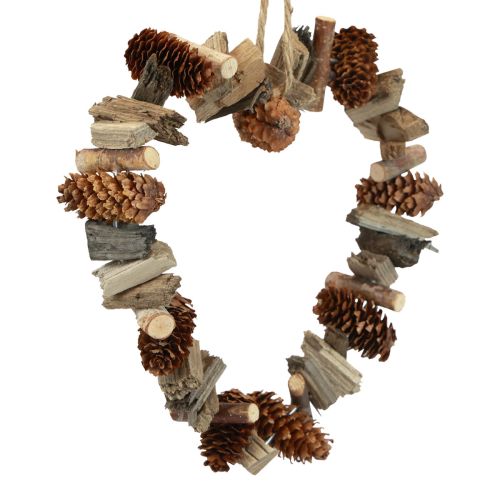 Decorative ring heart hanging decoration wooden decorative cones natural decoration Ø20cm