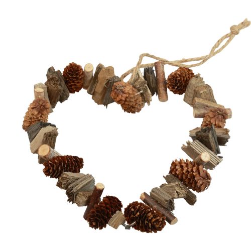 Product Decorative ring heart hanging decoration wooden decorative cones natural decoration Ø20cm