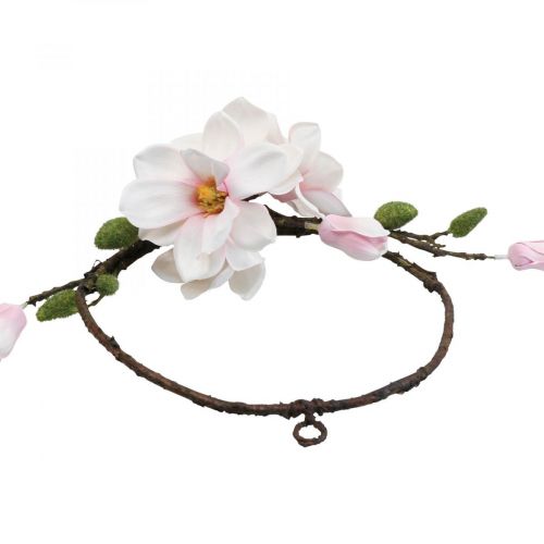 Floristik24 Decorative ring artificial magnolia spring decoration for hanging Ø24cm