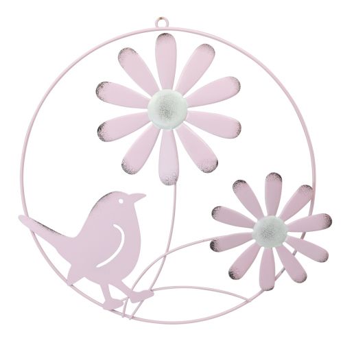 Product Decorative ring metal hanging decoration flowers pink Ø30cm 2pcs