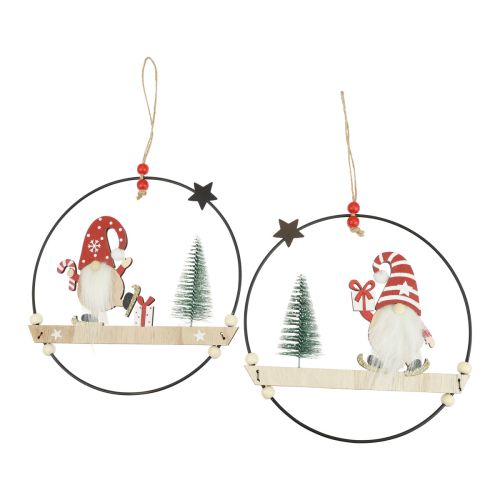 Product Decorative ring metal gnome decorative hanger Christmas Ø21.5cm 2pcs