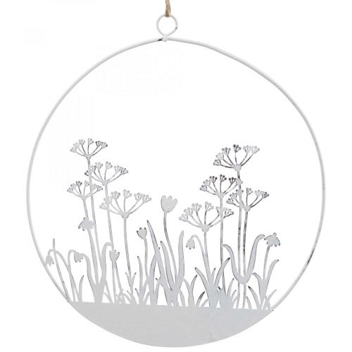 Floristik24 Decorative ring white metal decorative flower meadow spring decoration Ø22cm