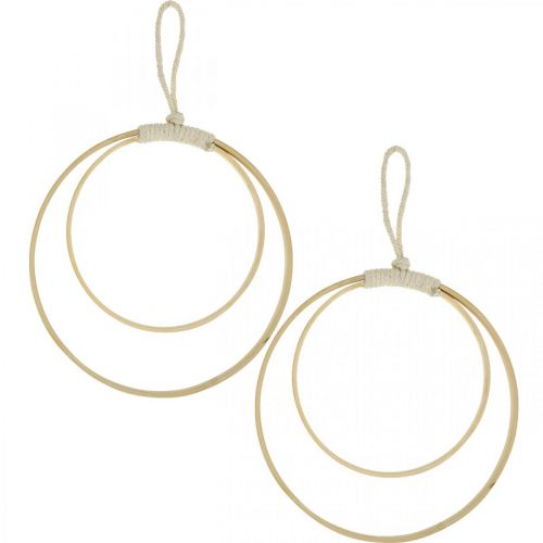 Floristik24 Ring for hanging, DIY, window decoration, boho style, double ring natural color Ø20/15cm 4pcs