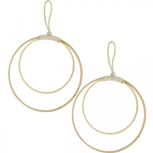Floristik24 Ring for hanging, DIY, window decoration, boho style, double ring natural colors Ø20/15cm 4 pcs