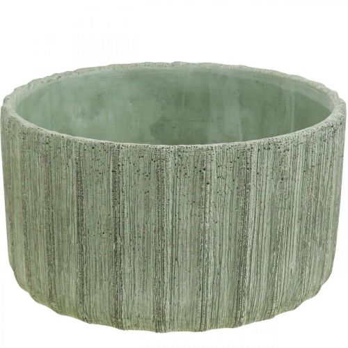 Floristik24 Decorative bowl green ceramic retro striped Ø20cm H11cm