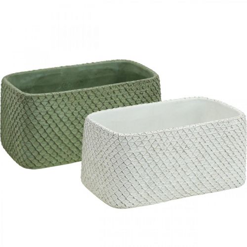 Decorative bowl ceramic green white relief net 23x12.5cm H11cm 2pcs