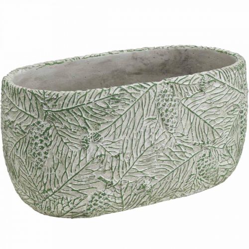 Decorative bowl ceramic oval green white gray fir branches L22.5cm