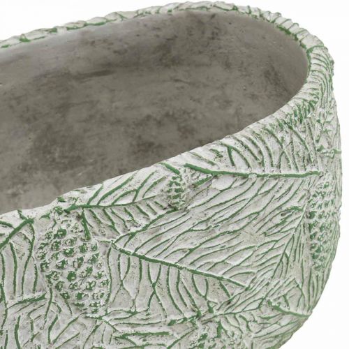 Product Decorative bowl ceramic oval green white gray fir branches L22.5cm