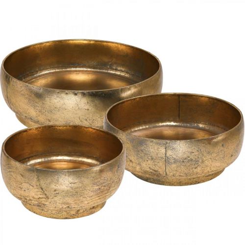 Floristik24 Decorative bowl metal golden antique look Ø23.5/33/43cm set of 3