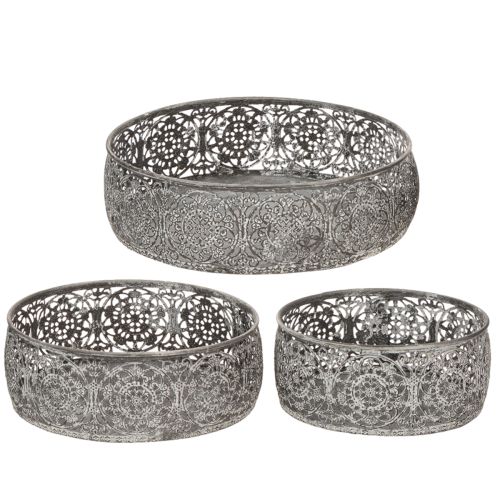 Product Decorative metal bowl, grey and white pattern, Ø16/19.5/23.5cm, set of 3