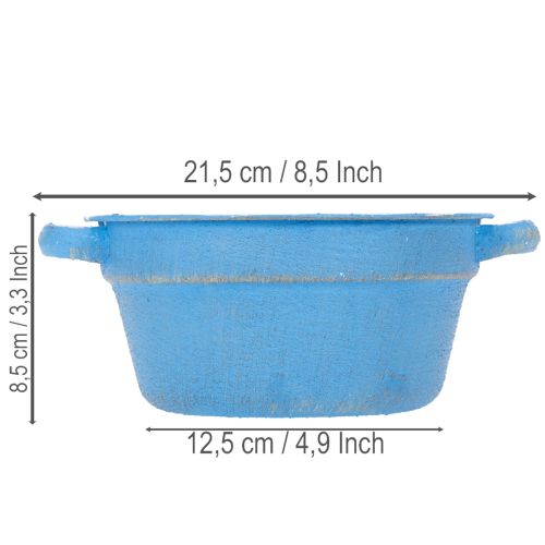 Product Decorative bowl/planter, blue metal, shabby chic decor, Ø17cm, H8.5cm