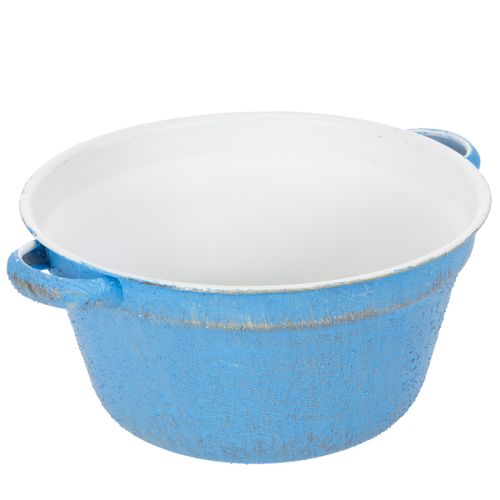 Product Decorative bowl/planter, blue metal, shabby chic decor, Ø21cm, H10.5cm