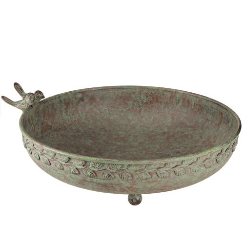 Decorative Bowl with Birds Metal Bowl Antique Green Brown Ø30cm