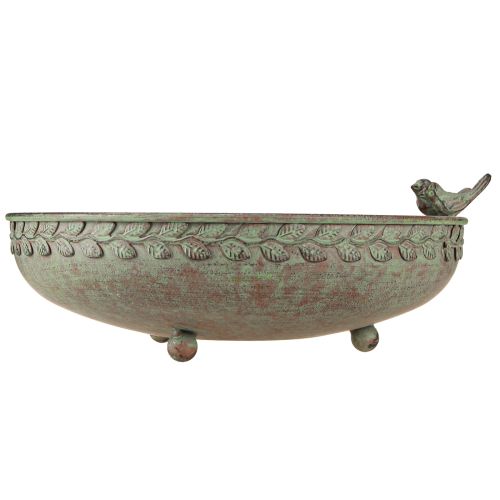Product Decorative Bowl with Birds Metal Bowl Antique Green Brown Ø30cm