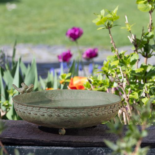 Product Decorative Bowl with Birds Metal Bowl Antique Green Brown Ø30cm