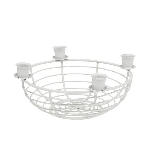 Floristik24 Decorative bowl with 4 tree candle holders White Ø14cm