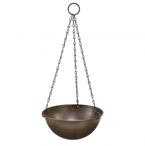 Floristik24 Decorative metal bowl for hanging dark brown Ø16.5cm H35cm