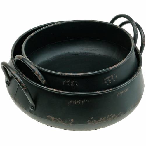 Floristik24 Decorative bowl black metal bowl vintage look planter set of 2