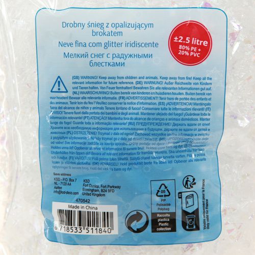 Product Decorative Snow Fine Snow White Snowflakes Iridescent 2.5L×4St